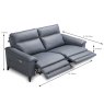 Egoitaliano Oliver Electric Reclining 3 Seater Sofa & 2 Electric Recliners Leather Cat B Measurement