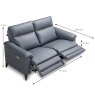 Egoitaliano Oliver Electric Reclining 2 Seater Sofa & 2 Electric Recliners Leather Cat B Measure