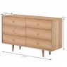 Jenson 3+3 Drawer Chest of Drawers Light Oak Measurements