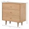 Jenson 3 Drawer Chest of Drawers Light Oak Measurements