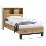 Bali Single (90cm) Bedstead With Bookcase Oak Measurements