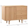 Jenson Narrow 1 Door Sideboard Light Oak Measurements