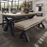 Hayley 6 Person Cross Legged Dining Table Midnight Blue Lifestyle