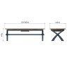 Hayley 8 Person Cross Legged Dining Table Midnight Blue Measurements