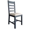 Hayley Slatted Back Dining Chair With Upholstered Seat Pad Check Natural