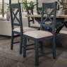 Hayley Cross Back Dining Chair With Upholstered Seat Pad Check Grey Lifestyle
