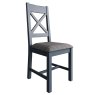 Hayley Cross Back Dining Chair With Upholstered Seat Pad Check Grey