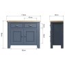 Hayley Narrow 2 Door & 2 Drawer Sideboard Midnight Blue Measurements