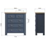 Hayley 3 + 2 Drawer Chest of Drawers Midnight Blue Measurements