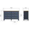 Hayley 3 + 3 Drawer Chest of Drawers Midnight Blue Measurements