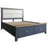 Hayley King (150cm) Fabric Headboard & 2 Drawers Bedstead Midnight Blue