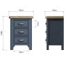 Hayley Small 3 Drawer Bedside Locker Midnight Blue measurements