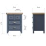 Hayley Large 2+2 Drawer Bedside Locker Midnight Blue Measurements