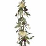 Decorated Garland With Flowers Green, Cream & Purple 5ft/150cm