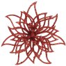 Decorative Poinsettia With Giltter On Clip Red