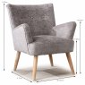 Toledo Armchair Fabric Grey Dimensions