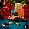 Christmas Red Champagne Saucer With Gold Rim Lifestyle