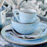 Stoneware Medium Plate With Snowflakes Blue & White Lifestyle