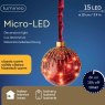 Micro LED Long Hanging Bauble With Glitter Red 10cm Info