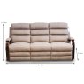 Michigan 3 Seater Reclining Sofa Faux Suede Beige Dimensions