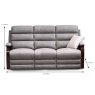 Michigan 3 Seater Manual Reclining Sofa Faux Suede Grey Dimensions