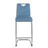 Rimini High Bar Stool Fabric Blue Straight On