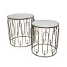 Mindy Brownes Estela Side/Lamp Tables (Set of 2) Mirrored & Antique Gold Angled