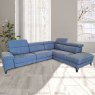 Alcantara 4+ Corner sofa With 1 Electric Recliner LHF Fabric F20 Ocean Blue Lifestyle 