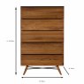 Roxy 5 Drawer Tallboy Rustic Oak Measurements