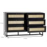 Calia 3 + 3 Drawer Chest of Drawers Black Measurements