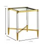 Marissa Square Side/Lamp Table Gold Measurements