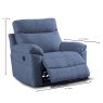 Torcello Manual Reclining Armchair Fabric Blue Measurements