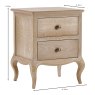 Camille 2 Drawer Bedside Locker Limed Oak Measurements