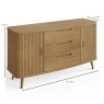 Tambour 2 Door + 3 Drawer Sideboard Grey Oak Measurements