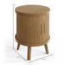 Tambour Side/Lamp Table Grey Oak Measurements