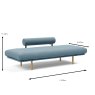 Innovation Living Rollo Stem Single Day Bed With Pocket Sprung Mattress & Oak Legs Fabric Measures