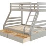 Solar Painted Triple/Dual Storage Bunk Bed Light Grey Drawers Open