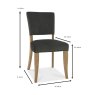 Khan Dining Chair Fabric Gunmetal Grey Measurements