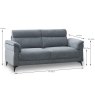Bono 3 Seater Sofa Fabric Light Grey/Light Blue Dimensions