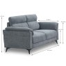 Bono 2 Seater Sofa Fabric Light Grey/Light Blue Dimensions