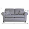 Granville 2 Seater Standard Back Sofa Fabric B Dimensons