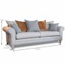 Granville 4 Seater Scatter Back Sofa Fabric B Dimensions