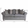 Granville 3 Seater Scatter Back Sofa Fabric B Dimensions