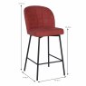 Clio Low Bar Stool Fabric Red Dimensions