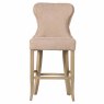 Guia Button Back Low Bar Stool Fabric Beige Front