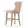 Guia Button Back Low Bar Stool Fabric Beige Dimensions