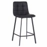 Lou Vintage Low Bar Stool Faux Leather Black