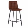 Lou Vintage Low Bar Stool Faux Leather Cognac