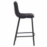 Lou Vintage Low Bar Stool Faux Leather Black Side