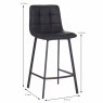 Lou Vintage Low Bar Stool Faux Leather Black Dimensions